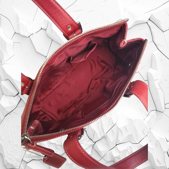 COACH Vintage Legacy Zip Satchel in cherry red. - Picture 4 of 13